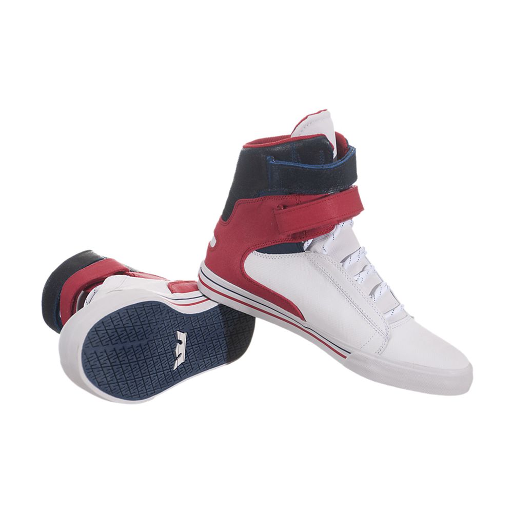 Baskets Montantes Supra Society Multicolore White/Red-Navy-White Homme | MKT-16958119